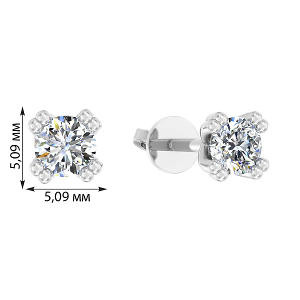 Серьги-пусеты из белого золота с бриллиантами (арт. Т01116509246б) – изображение 3