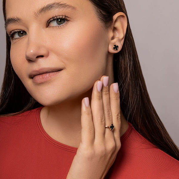 Золотое кольцо с ониксом (арт. 141439/8о) – изображение 4