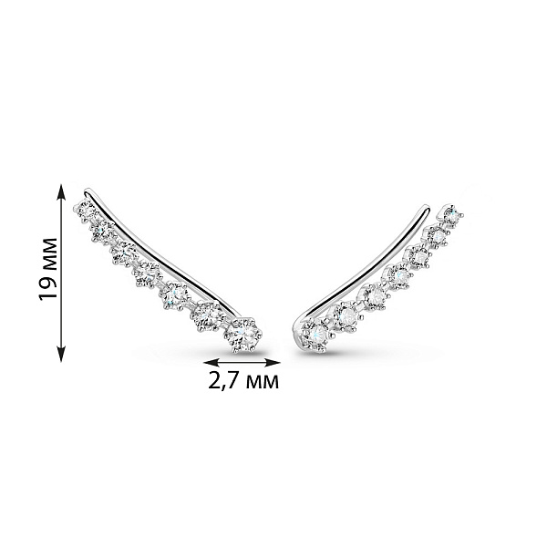 Золоті сережки-клаймбери з діамантами (арт. 2110002202) – зображення 4