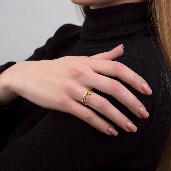 Золота каблучка Корона з фіанітами (арт. 140720ж) – зображення 2