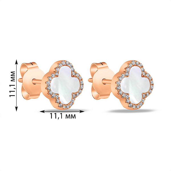 Срібні пусети з родіюванням і з перламутром (арт. 7518/5497/10кп) – зображення 2