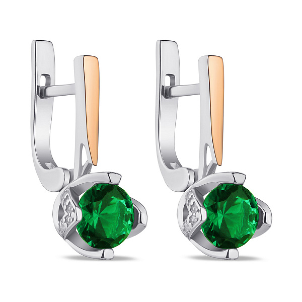 Серьги из серебра с изумрудом (арт. 7202/356Измсп) – изображение 1