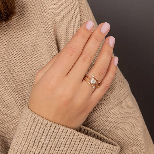 Золотое кольцо с фианитами (арт. 156464) – изображение 2