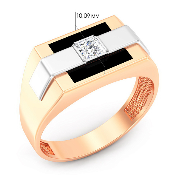 Золота печатка з діамантом та емаллю (арт. К170046015е) – зображення 4