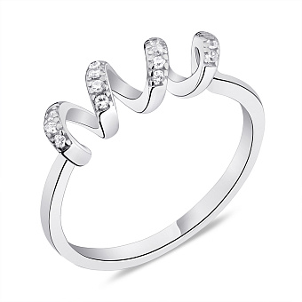 Серебряное кольцо "Спираль" с фианитами (арт. 7501/6002)