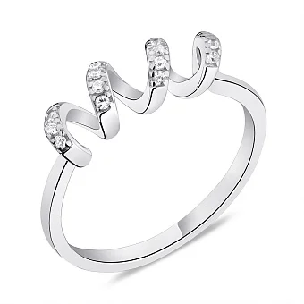 Срібна каблучка "Спіраль" з фіанітами (арт. 7501/6002)