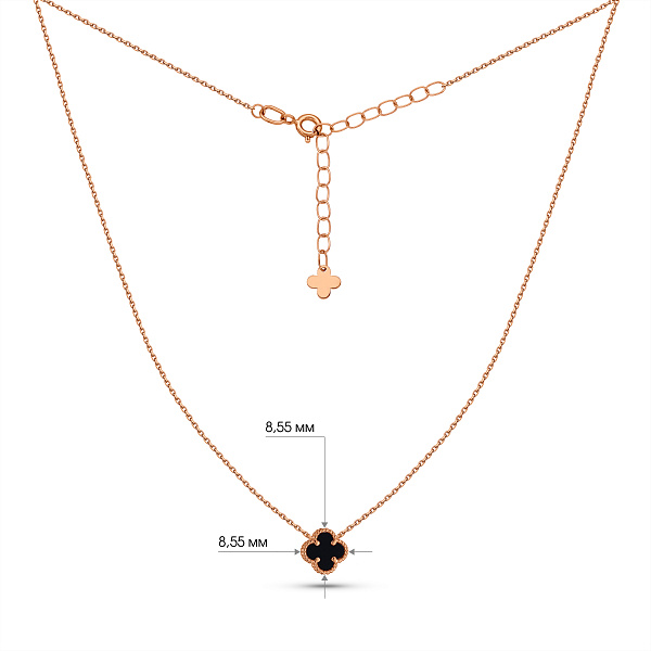 Золотое колье Клевер с ониксом (арт. 361496/7о) – изображение 3