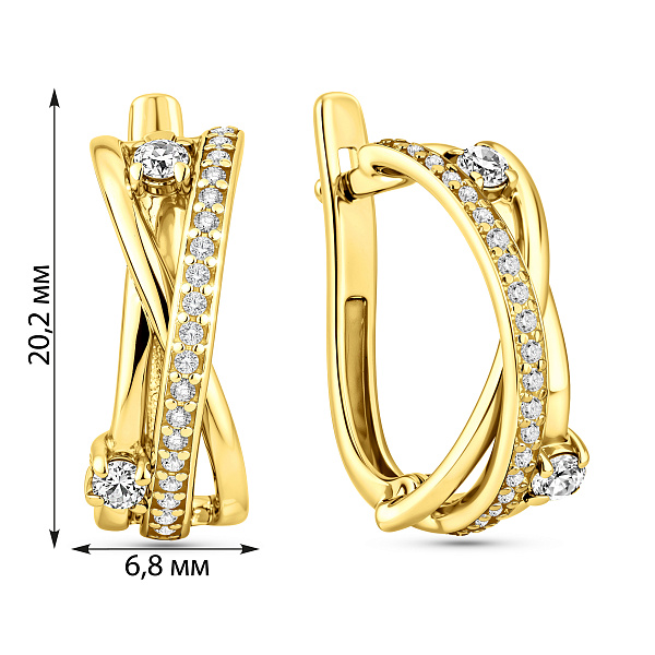 Сережки Синергія з жовтого золота з фіанітами (арт. 110179ж) – зображення 4