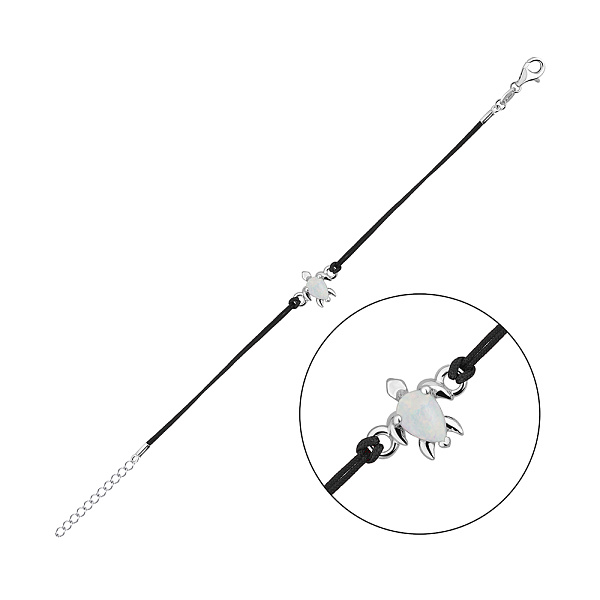 Срібний браслет Черепаха  із шовковою ниткою (арт. 7309/5163чПоб) – зображення 1