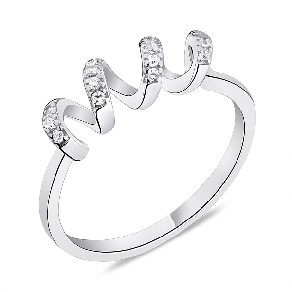 Срібна каблучка "Спіраль" з фіанітами (арт. 7501/6002) – зображення 1