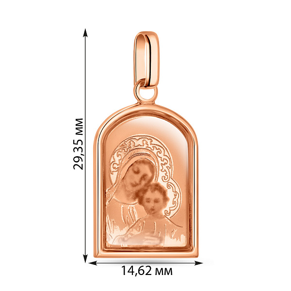 Ладанка из красного золота "Божья Матерь с младенцем" (арт. 402900) – изображение 2