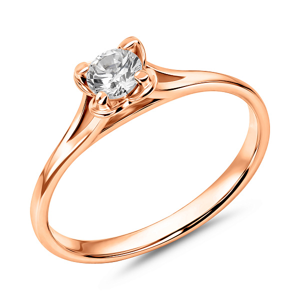 Золота каблучка на заручини з фіанітом (арт. 140658) – зображення 1