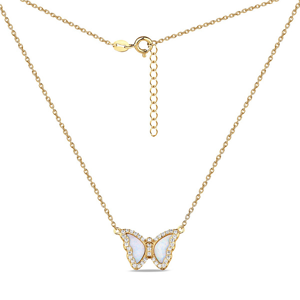 Серебряное колье с опалом и с желтым родированием (арт. 7507/1806жПоб) – изображение 2