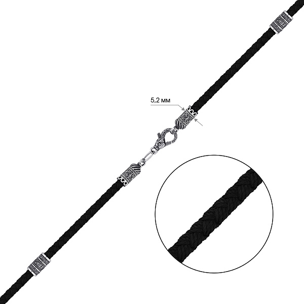 Ювелирный шнурок с серебряными вставками (арт. 7307/269/1ш) – изображение 2