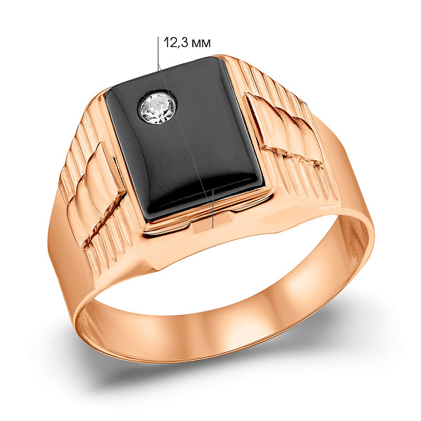 Золотая печатка с ониксом (арт. 180554о) – изображение 4