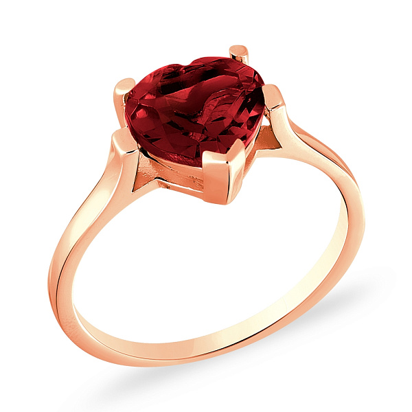 Золота каблучка «Серце» з гранатом (арт. 140592Пк) – зображення 1