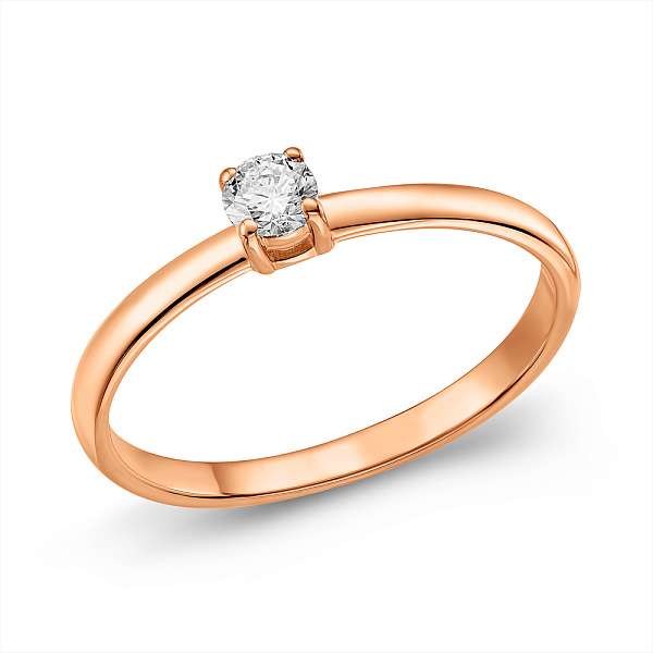 Кольцо из красного золота с одним бриллиантом (арт. К011336010) – изображение 1
