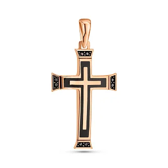 Золотий хрестик з емаллю і фіанітами (арт. 424939ч)