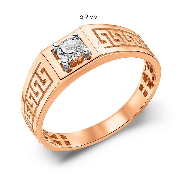 Золотая печатка с греческим орнаментом (арт. 180543) – изображение 2