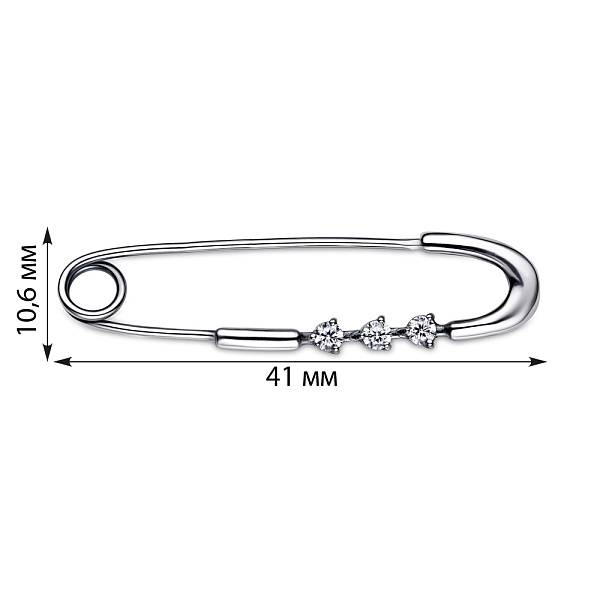 Срібна шпилька з фіанітами (арт. 7911/7041-ч) – зображення 2