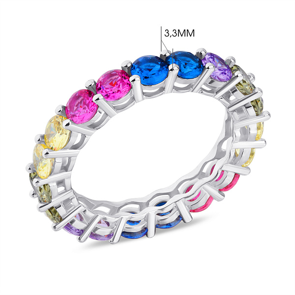 Серебряное кольцо-дорожка с цветными альпинитами  (арт. 7501/5635ацв) – изображение 2
