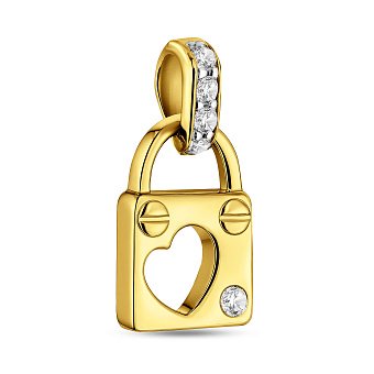Кулон из желтого золота Замочек с фианитами (арт. 440644ж)