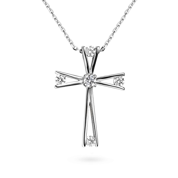 Золотой декоративный крестик на цепочке с фианитами (арт. 350965б) – изображение 1