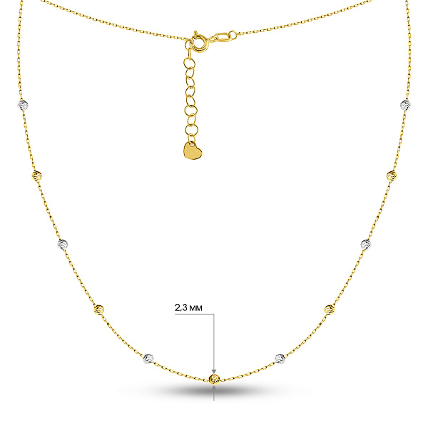 Колье из желтого и белого золота с шариками (арт. 360178жб) – изображение 2