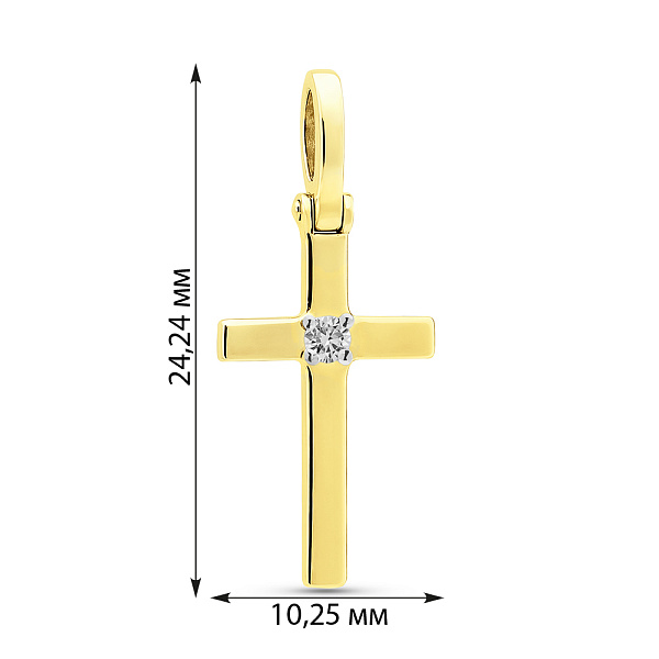 Крестик из желтого золота с бриллиантом (арт. П011022ж) – изображение 2