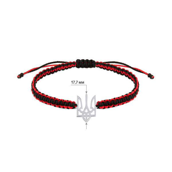 Браслет на нити Герб Украины-Трезубец с серебряной вставкой (арт. Х340063кч) – изображение 6