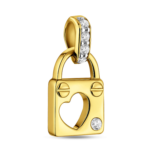 Кулон из желтого золота Замочек с фианитами (арт. 440644ж) – изображение 1