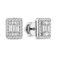 Серьги-пусеты из белого золота с бриллиантами разной формы (арт. Т011232040б)