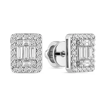 Сережки-пусети з білого золота з діамантами різної форми (арт. Т011232040б)