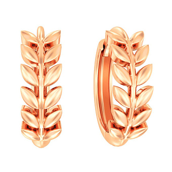 Серьги-кольца "Колосок" из красного золота (арт. 110701)