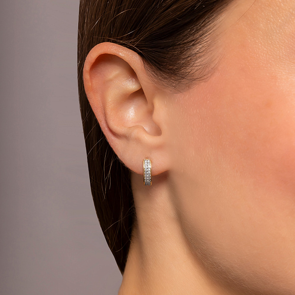 Золотые серьги-конго с фианитами (арт. 110292ж) – изображение 2