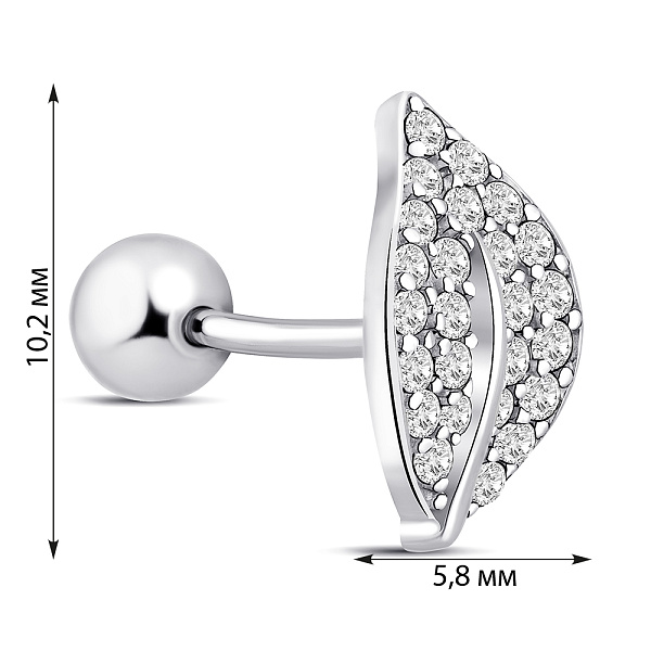 Серьга в одно ухо из серебра с фианитами (арт. 7518/7174я) – изображение 2