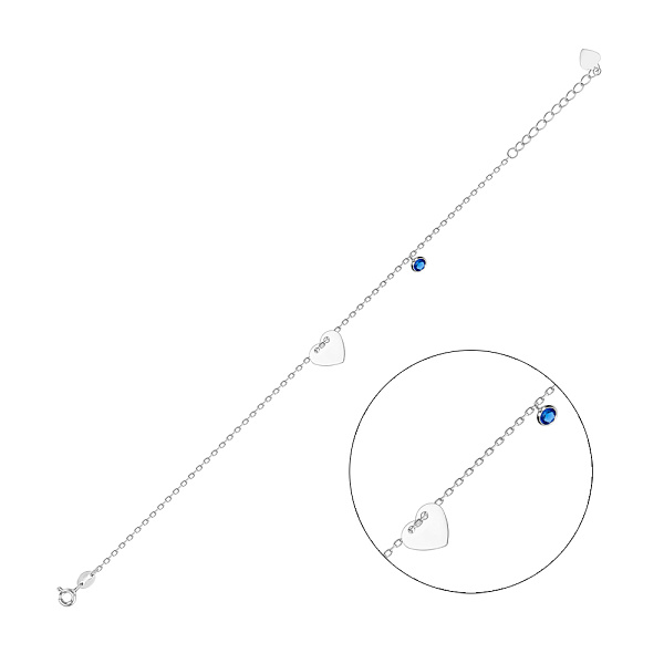 Браслет «Сердце» из серебра с альпинитом (арт. 7509/2313ас) – изображение 1