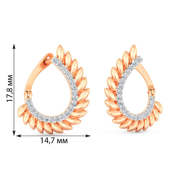 Серьги из красного золота с фианитами (арт. 1101033) – изображение 4