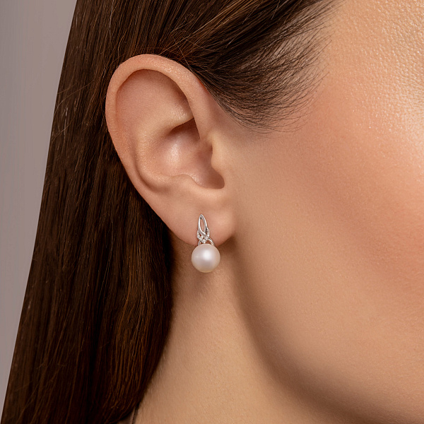 Серьги из золота с жемчугом и бриллиантами (арт. С011107б) – изображение 2