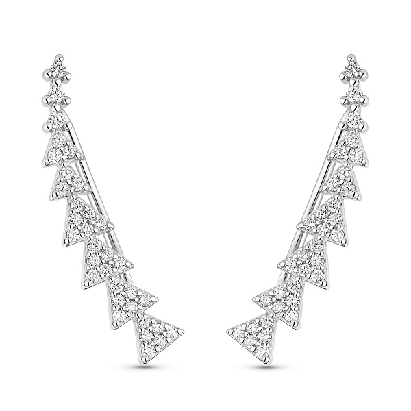 Серебряные серьги-клаймберы треугольники с фианитами (арт. 7502/520918) – изображение 1
