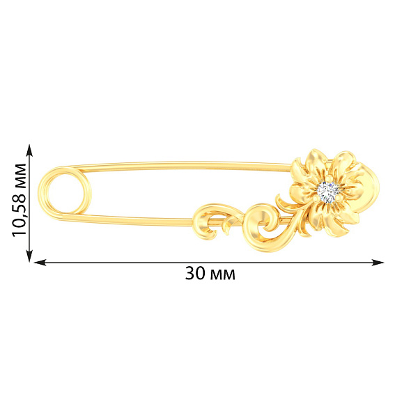 Золотая булавка с фианитом (арт. 360047ж) – изображение 2