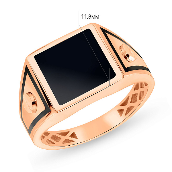 Печатка из красного золота с эмалью (арт. 180488еч) – изображение 2