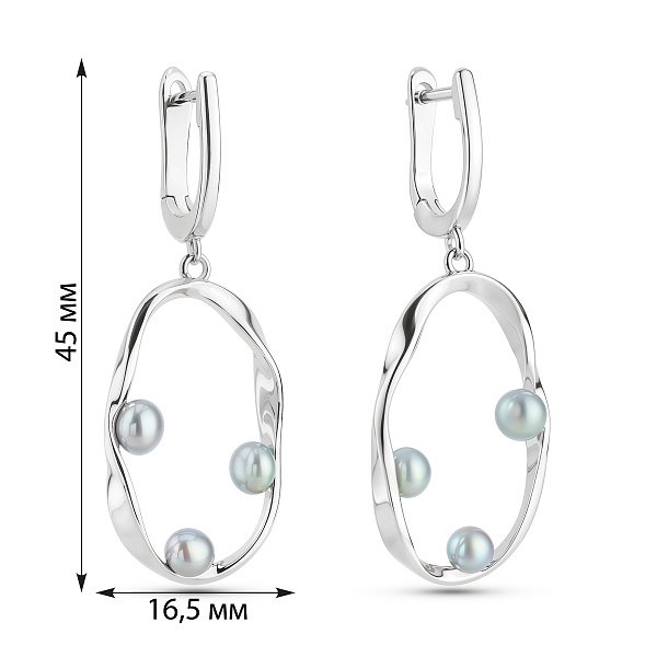 Серебряные серьги с жемчугом (арт. 7502/2128762жср) – изображение 2