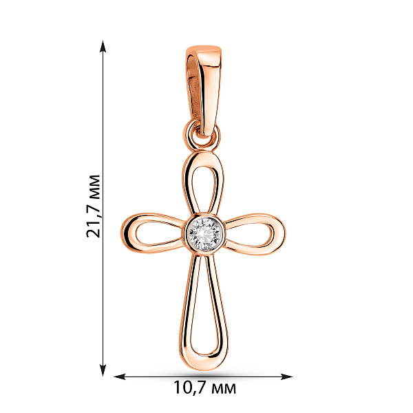 Золотая подвеска-крестик с бриллиантом (арт. П011714005) – изображение 2