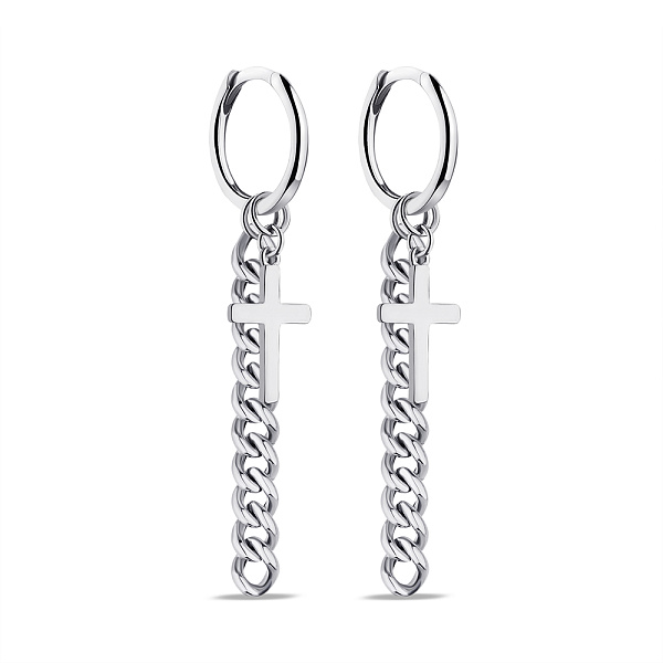 Серебряные серьги-конго Крестик (арт. 7502/9846/10) – изображение 1