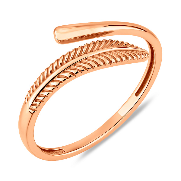 Незамкнутое золотое кольцо Перо (арт. 141286) – изображение 3