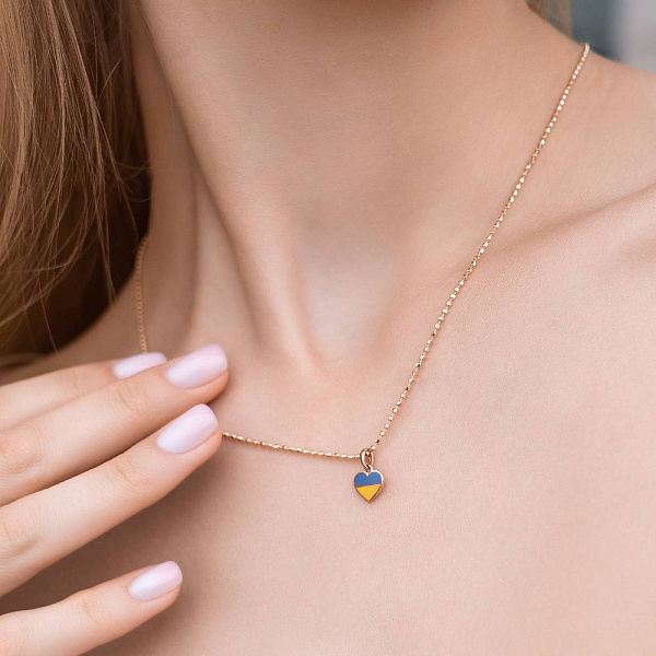 Золотий підвіс "Серце" з блакитною і жовтою емаллю (арт. 440740есж) – зображення 3