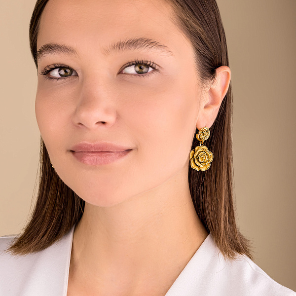Золоті сережки Троянда Francelli (арт. 1091355ж) – зображення 4