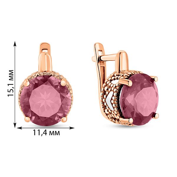 Золоті сережки з кварцом (арт. 110474ПрГ) – зображення 4