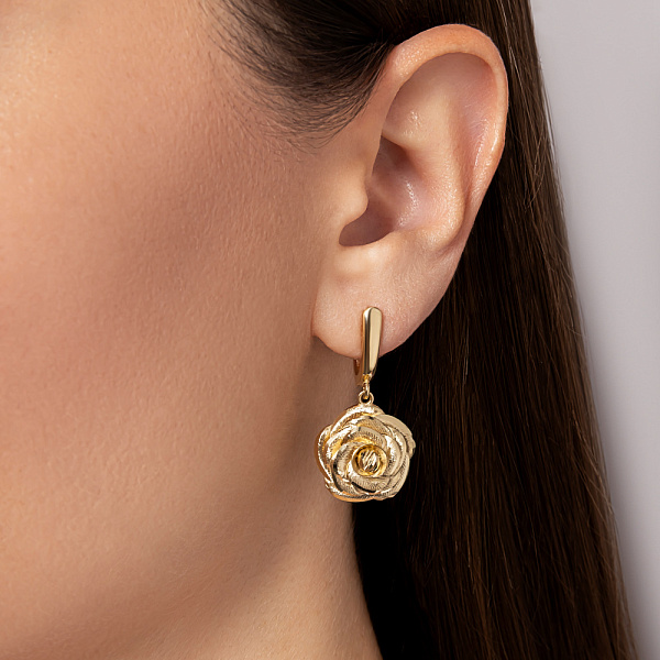 Золотые серьги  Роза (арт. 1091953ж) – изображение 2